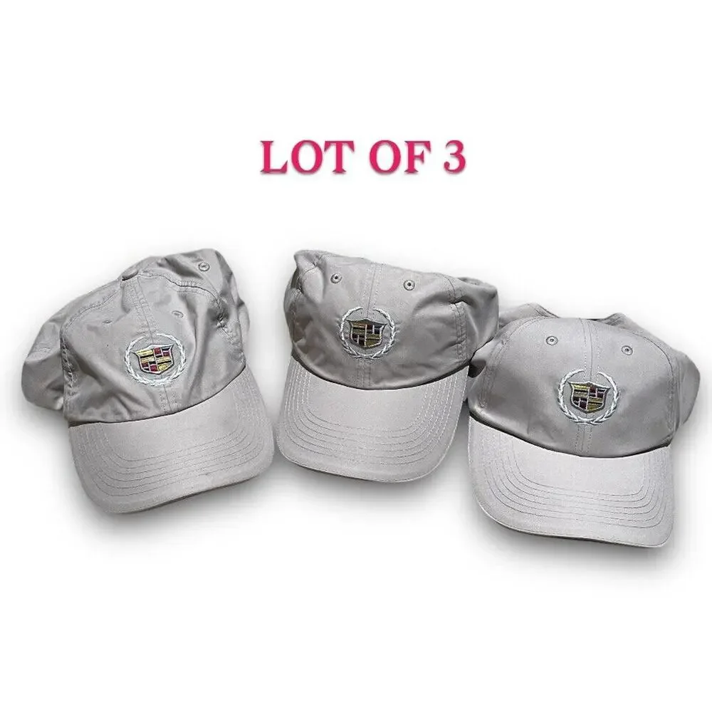 Cadilac Baseball Cap Hat Light Grey New Lot Of 3